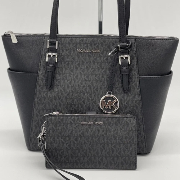Michael Kors Charlotte Bag & Double Zip Wallet Black - Picture 2 of 11